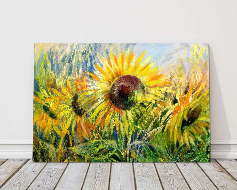 Sunflowers painting, printed and framed as a canvas print. Sunflower