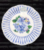4 Shabby Chic Floral Hydrangea Blue White DINNER Plates Melamine Spring Summer Hydrangea