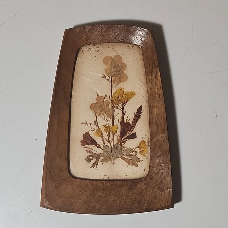 Reichlin Hand Carved Wood Frame Herbier Art Panel Swiss Pressed & Dried Flowers Dried Flower