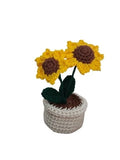 Handmade Crochet Sunflower Pot Cute Desk Decor Knitted Flower Gift Sunflower
