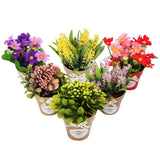 Set of 6 Potted Artificial Flowers Fake Flowers with Vase Faux Flowers in Pot... Hydrangea