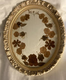 Vintage Dried Pressed Flowers in Oval Frame Wall Hanging 16" x 13" Dried Flower