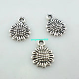 120pcs Tibetan Silver Sun flower Jewelry Charms Pendants DIY Crafts Beads 9*12mm Sunflower