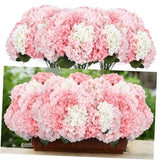 6 Bundles Hydrangea Artificial Flowers Bulk 30 Heads 20'' Faux Fake Pink Hydrangea