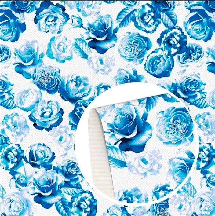 Blue rose Floral Flowers FAUX LEATHER SHEET 8 X 12" 1119104 SMOOTH Flowering Plants