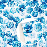 Blue rose Floral Flowers FAUX LEATHER SHEET 8 X 12" 1119104 SMOOTH Flowering Plants