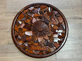 Large Kansas Sunflower Wood Sculpture Assemblage Mosaic Art Vintage KS Flower 0O Sunflower