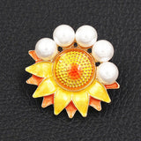Fashion Yellow & Orange Enamel Pearl Sunflower Islamic Pattern Charm Brooch Pin Sunflower