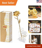 Gold Dipped Real 24K Gold Rose, 1 Pack Infinity Flower Decor Hand Dipped in 2... Roses