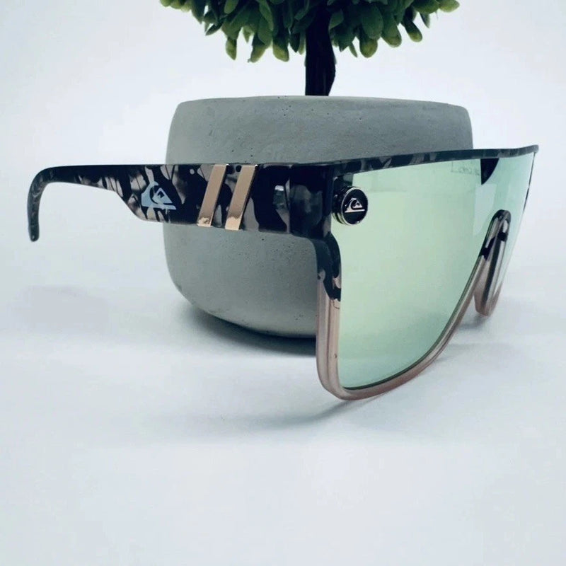 Quicksilver SciFi Shield Sunglasses Tortoise Shell Frame Flash Pink Mirror Lens Roses