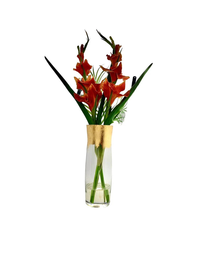 Flower Arrangement Faux Gladiolus Real Look in Resin Water Beautiful Decor Gift Sunflower