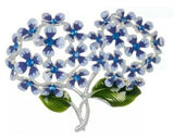 Napier Blue Hydrangea Flower Rhinestones Silver Tone Pin Brooch Floral w Box NEW Hydrangea