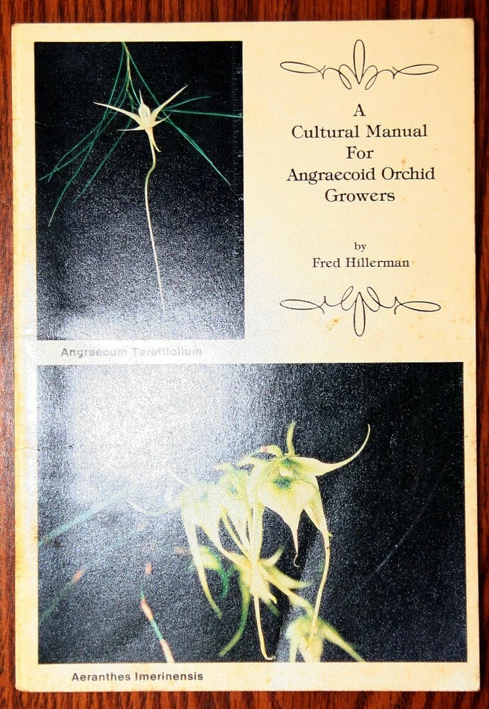 Orchid growers manual book cover with orchid photos, title and Fred Hillerman