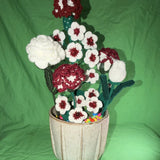 HANDMADE Yarn Rose Arrangement in Ceramic Pot Carnation