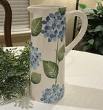 NEW & RARE Farval Blue Hydrangea Hand Painted 12Ó Tall Pitcher/Vase - Portugal Hydrangea