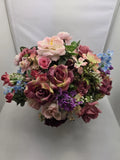 Vintage Large Artificial Flower Brass Centerpiece - Rose, Hydrangea, Peony Peony