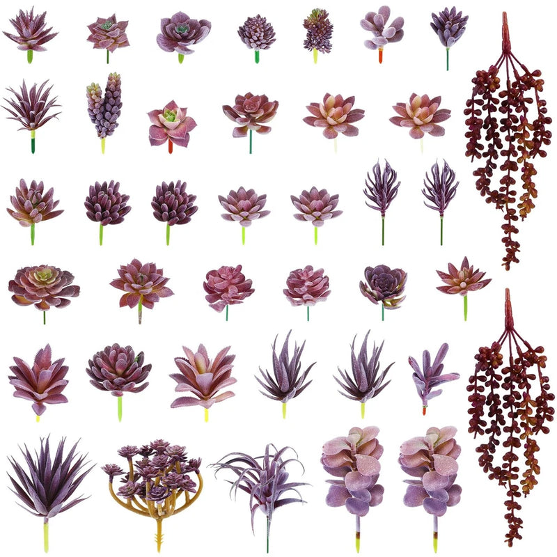 40 Pieces Artificial Succulent Plant Faux Realistic Fake Unpotted Mini Succul... Green Plant