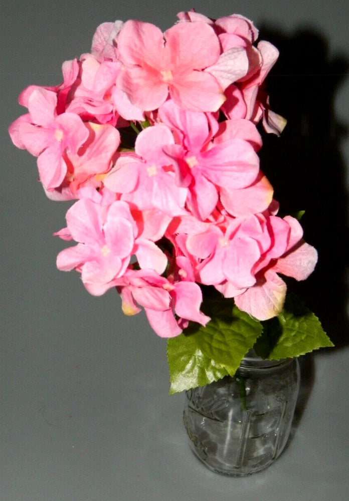 Vintage Pink Hydrangea Flowers 16" Faux Floral Spray Bouquet Hydrangea