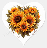 SUNFLOWER ENVELOPE SEALS LABELS STICKERS PARTY FAVORS - (Heart Shaped) Sunflower