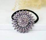 Sunflower Lilac Purple Crystal Rhinestone Hair Tie Barrette Ponytail Holder B017 Sunflower