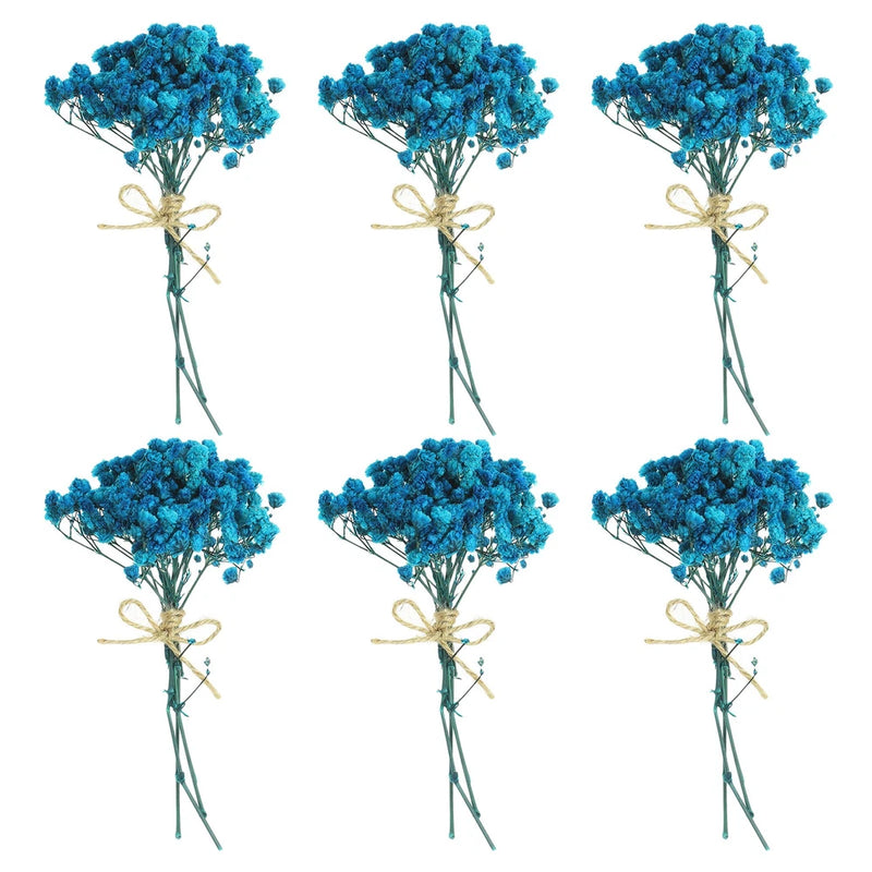 6 Pcs Mini Dried Flower Bouquet Baby's Breath Boho DIY Gift Blue Dried Flower