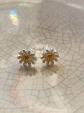 Floral Earrings, Mixed Metals, Sunflower, Daisy Sunflower