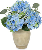 Artificial Blue Hydrangea in Pot with Vintage Ceramic Vase, Potted Hydrangea Arr Hydrangea