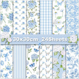 Blue Floral Scrapbook Paper 24 Sheets Double Sided Hydrangea Craft Cardstock Hydrangea