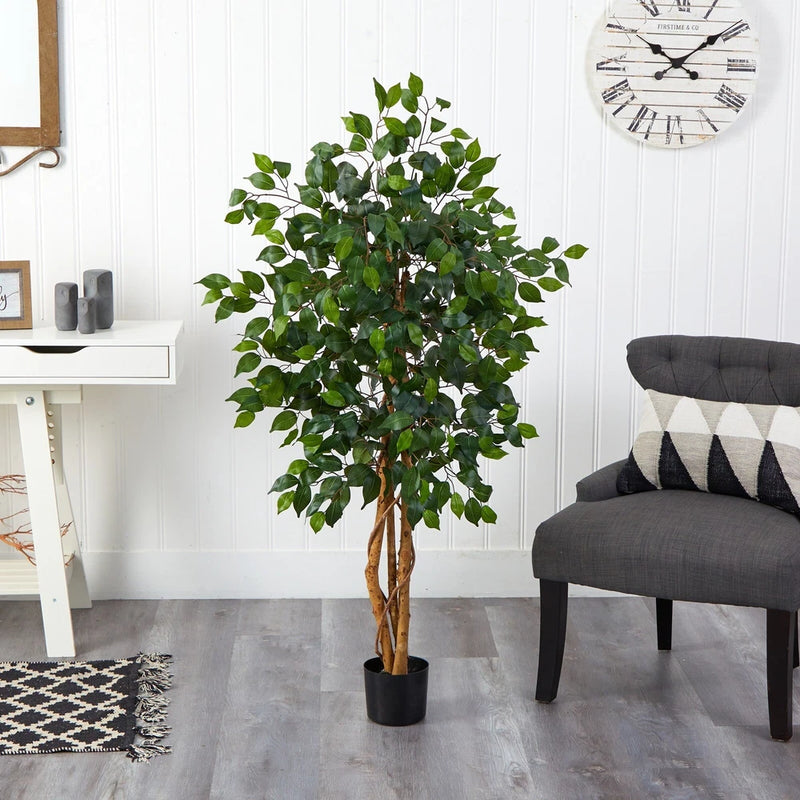 4Õ Ficus Artificial Tree with Natural Trunks  Home Decor. Retail $89 Green Plant