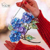 Hydrangea Flowers Acrylic Window Hanging, Floral Home Decor, Gift Idea Hydrangea