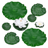 1-Set Artificial Foam Lotus Flower with Water Lily Pad, 4/7/11" [White] Lily