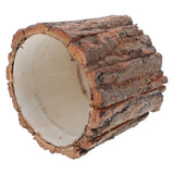 Wooden Flower Container Rustic Bark Design Planter 12 cm for Garden Decor Garden Plants