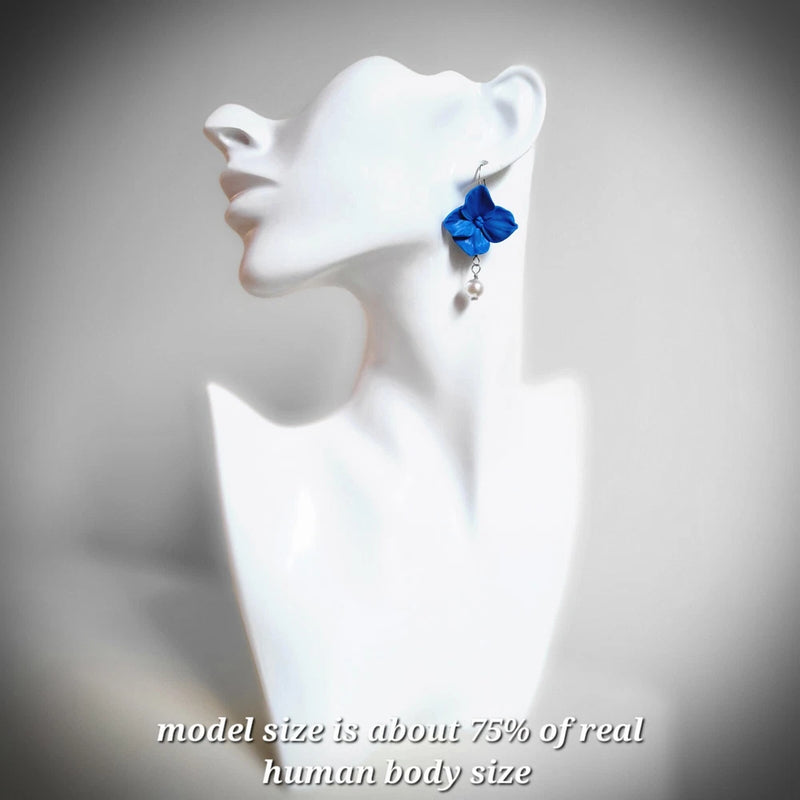 hydrangea flower earrings,genuine 925 sterling silver hooks,hand made in USA Hydrangea