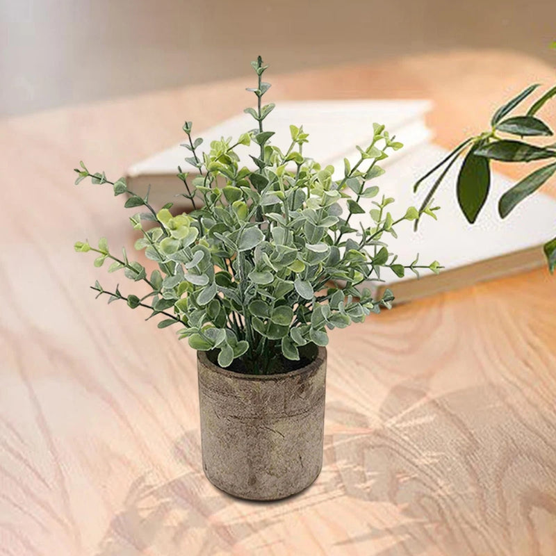 Small Potted Plants Greenery Artificial Potted Green Plant for Desk Home Green Plant