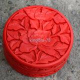 Chinese Traditional Technology Red Lacquer Beautiful Peony Flower Jewelry Box Peony
