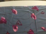 Vntge 36W Cotton Fabric Feedsack Era Steel Blue Gray Pink Purple Floral BTAHY Flowering Plants