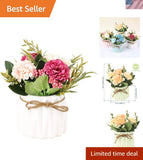 Realistic Artificial Hydrangea Arrangement in Ceramic Pot - Gift-Ready Elegance Hydrangea