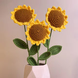 Knitted Crochet Sunflower Flower, Handwoven Bouquet Simulation Flowers Girl Gift Sunflower