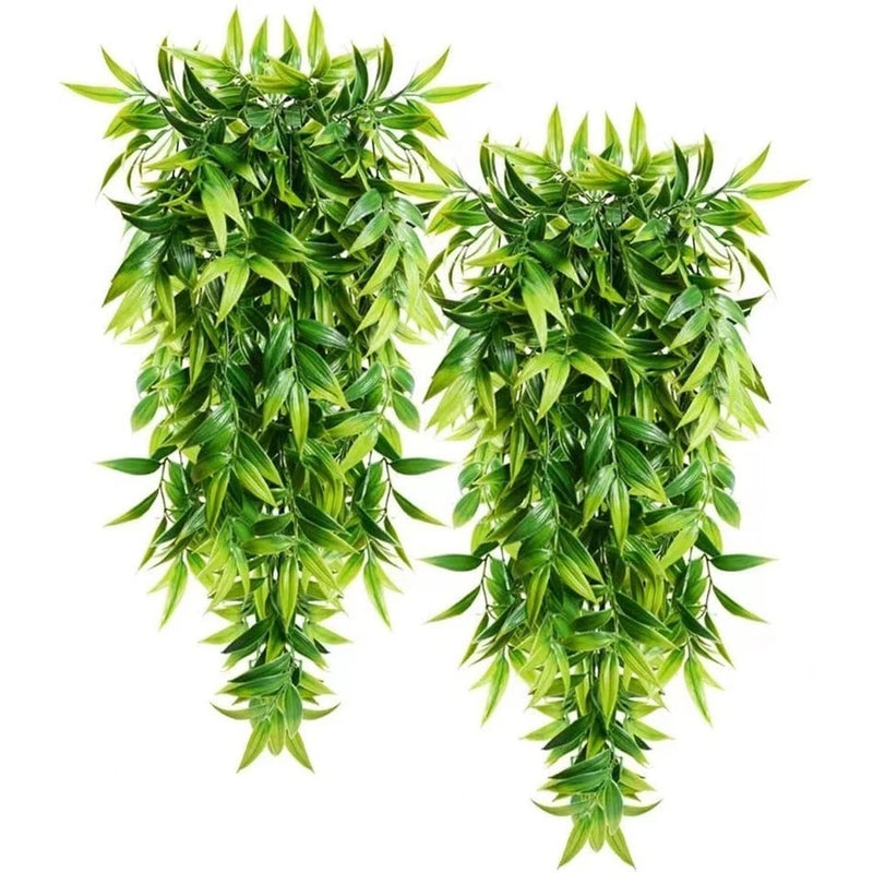 Green Hanging Artificial Plants 2pcs for Outdoor Indoor Porch For Patio 2.6ft Green Plant