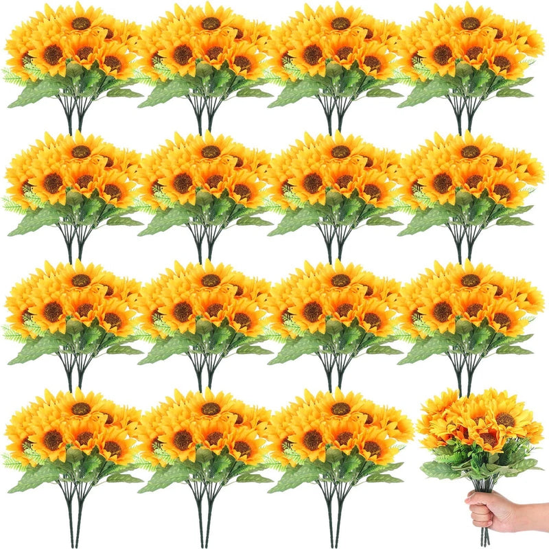 30 Bunches Artificial Sunflower Bouquet - 7 Heads Each, 11.8" High, Wedding & Ho Sunflower