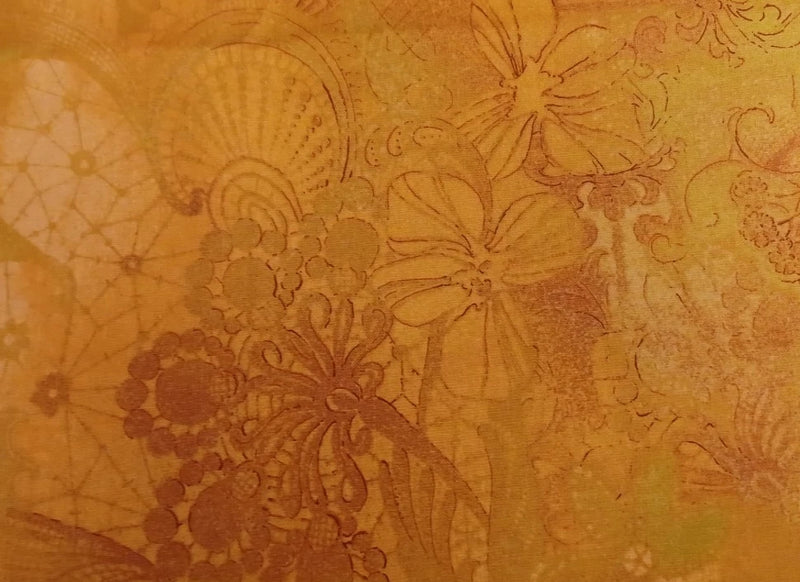 Cotton Fabric Miyaho Jinny Beyer 2017 RJR Fabrics Burnished Gold Floral BTYx 44 Flowering Plants