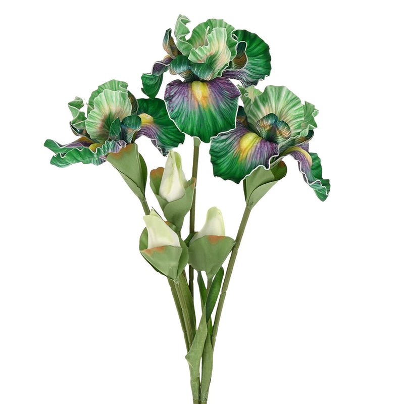 3-Pack Artificial Iris Flowers with Flower Bud 17.7 Inch for Home [Green] Green Plant