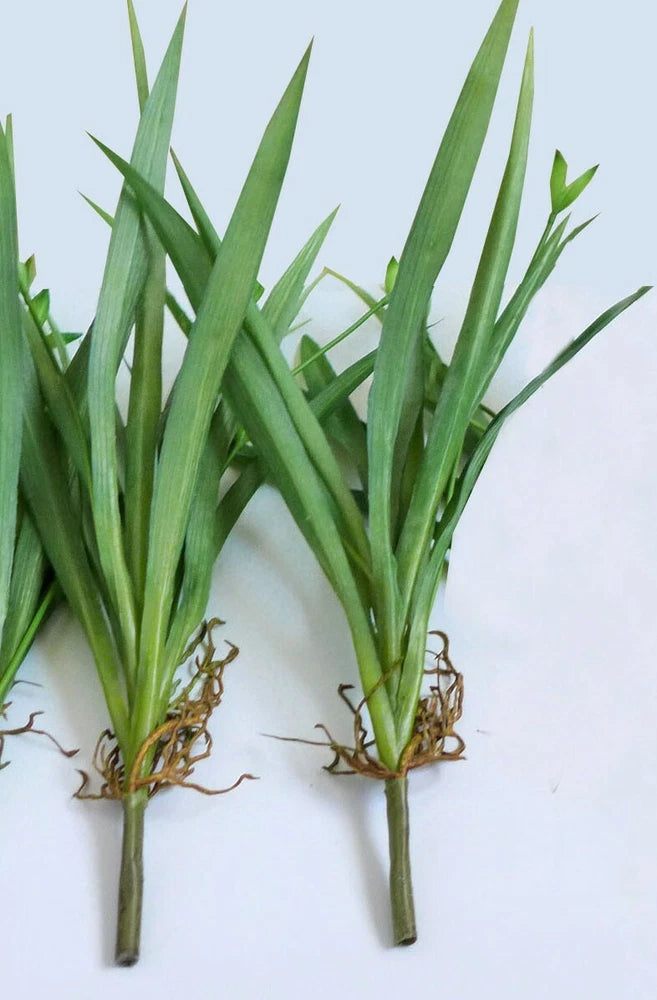 2 Pcs Artificial Grass Green Flower Orchid Plastic Home Garden Decora (#94) Green Plant