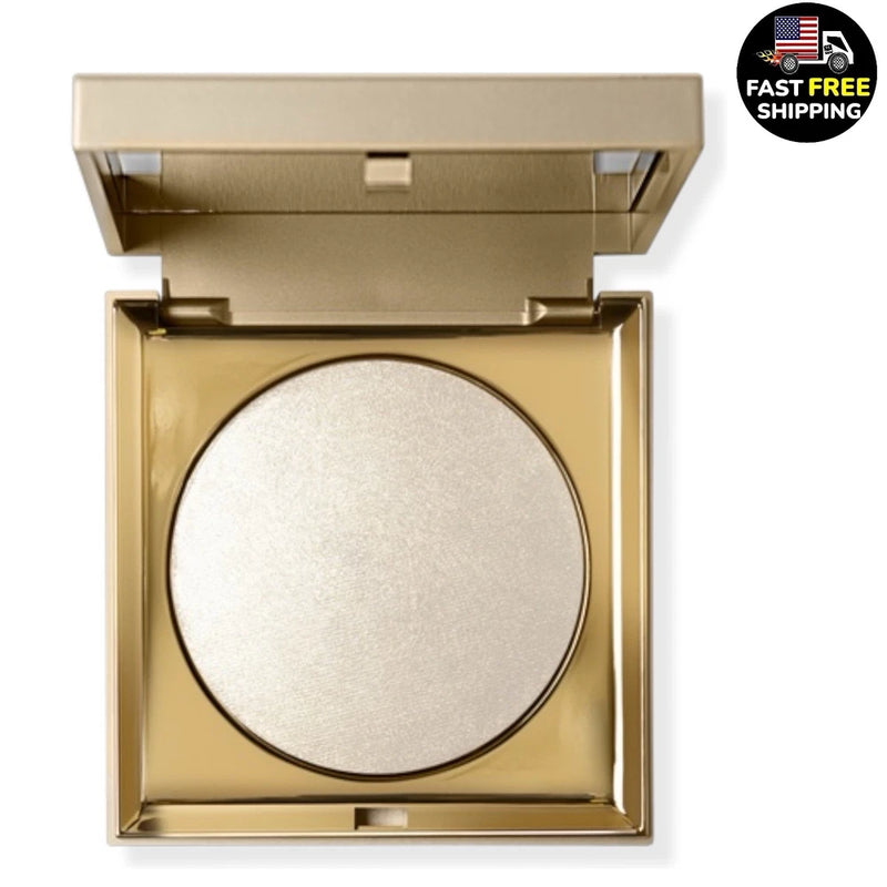 Stila Heaven's Hue highlighter in a gold compact with a round pan, bouquet shade