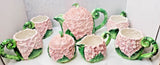 Vintage Coci Hydrangea Raised Pink Flowers Tea Set 1990 for 4 *READ* Hydrangea
