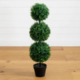 3' Topiary Boxwood Triple Ball Artificial Tree UV Indoor/Outdoor Home Decor. Green Plant