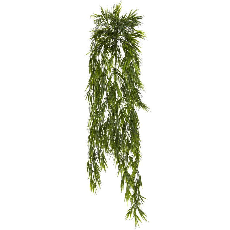 Mini Bamboo Hanging Bush Artificial Plant Home Decor Nearly Natural 43Ó Set of 2 Green Plant