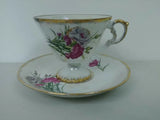 JANUARY CARNATION CUP & SAUCER tea flowers gold vintage trim D2 Carnation