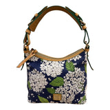 Dooney & Bourke Blue and White Hydrangea Floral Shoulder Bag Hydrangea