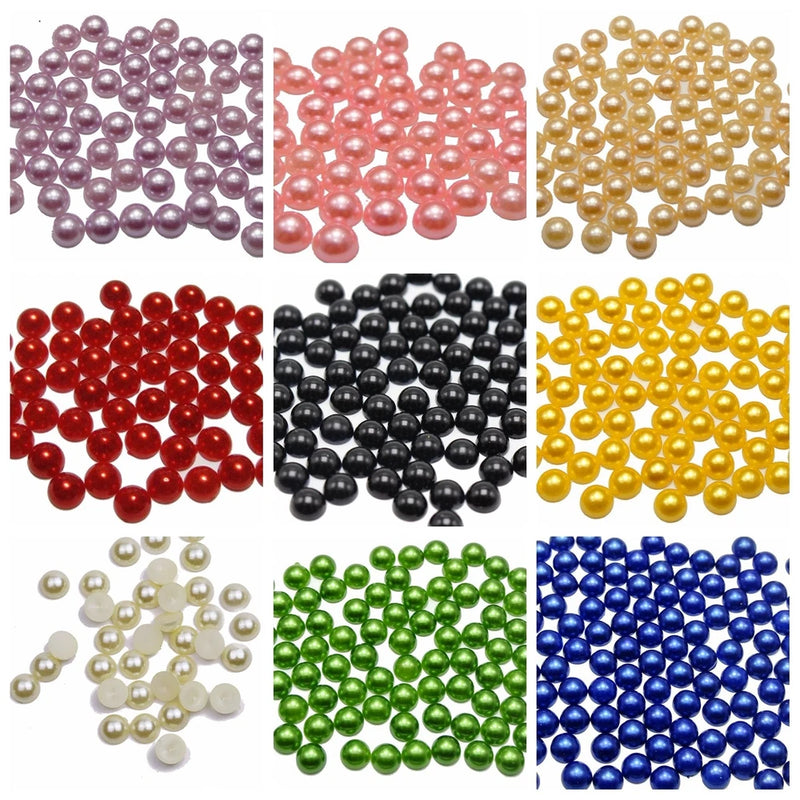 400 Acrylic FlatBack Half Pearl Bead Flat Back 8mm Scrapbook Craft Colour Choice Roses